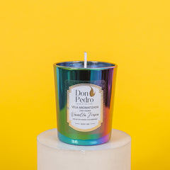 VELA DE AROMA POLLUX PEQUEÑA ARCOÍRIS METALIZADO
