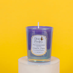 VELA DE AROMA POLLUX PEQUEÑA AZUL METALIZADO