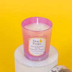 VELA DE AROMA POLLUX PEQUEÑA ROSA ARCOÍRIS