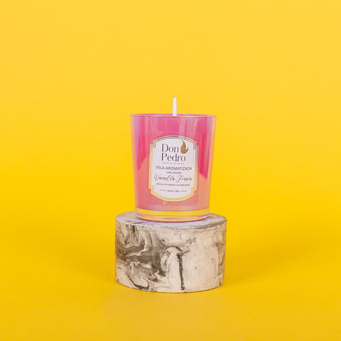 VELA DE AROMA POLLUX PEQUEÑA ROSA ARCOÍRIS