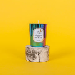 VELA DE AROMA POLLUX PEQUEÑA ARCOÍRIS METALIZADO