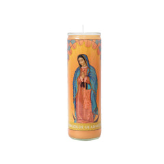 VELÓN RECIPIENTE DE VIDRIO VIRGEN DE GUADALUPE